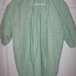 Reservoir 100% Cotton Short Sleeve Button-Down Shirt Men's Large Green